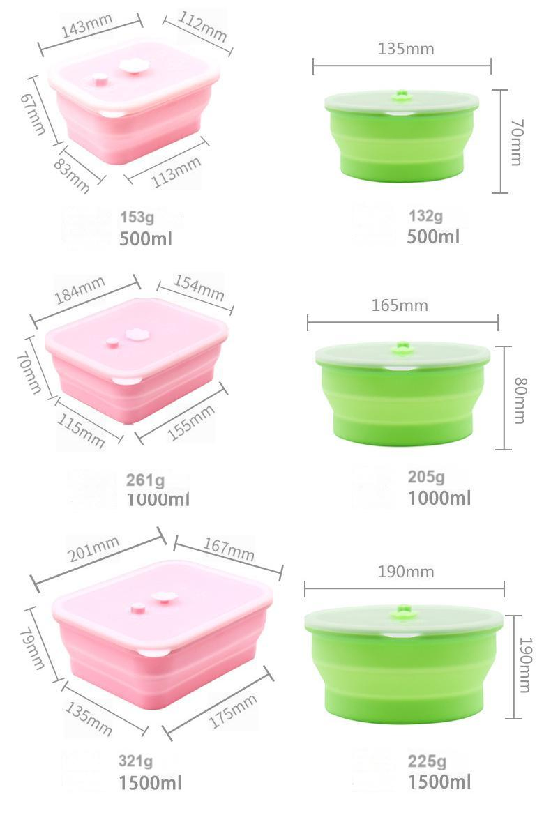 Customized Outdoor Food-Grade Silicone Collapsible Lunch Box, Food-Grade Bento Box, Lunch Box for Camping and Picnics