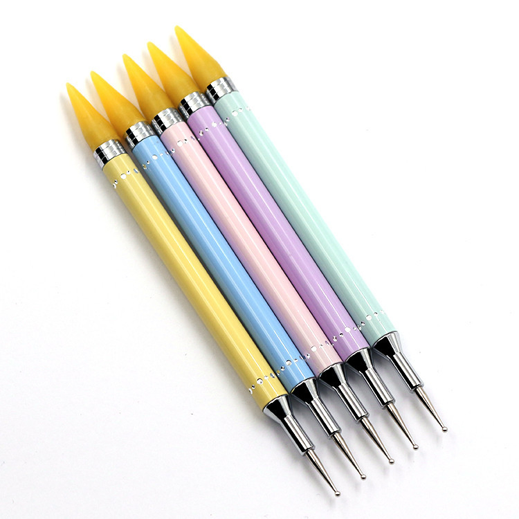 Double Head Crystal Handle Wax Stainless Steel Head Nail Dotting Pen