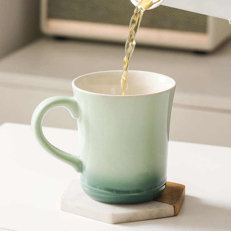 Керамическая кружка ретро 11oz, синяя, для кофе и чая