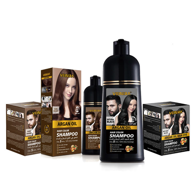 Hair Color Dye Black Brown Hair Shampoo Manufacturer with No Ammonia No Stain Skin Veinira