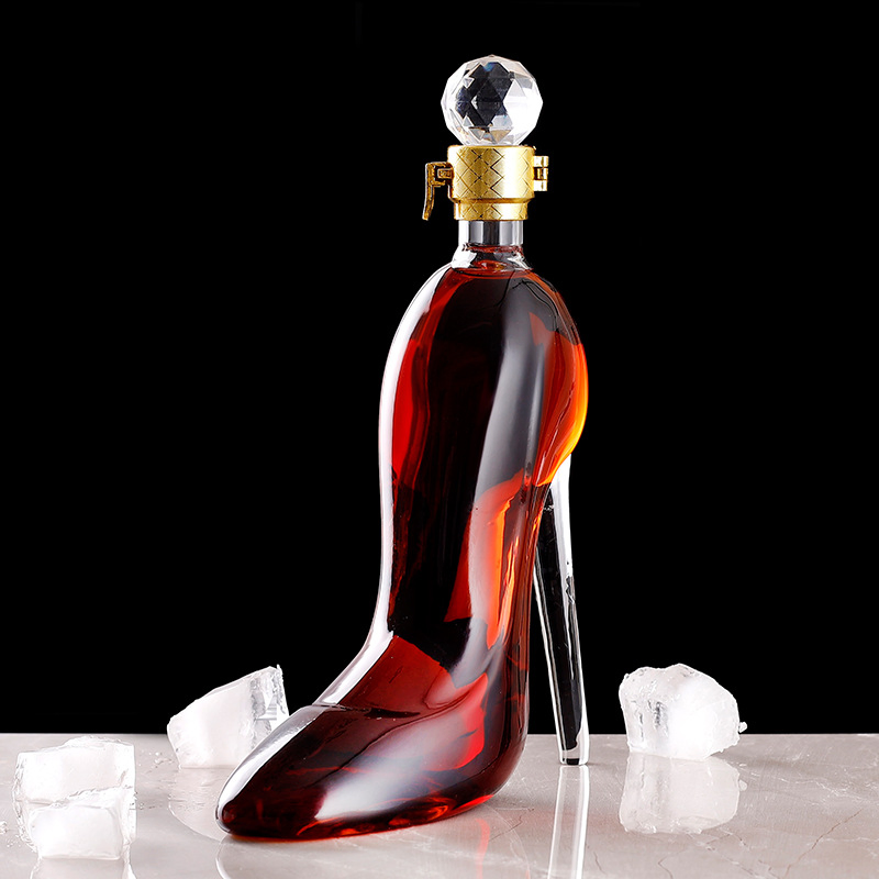 Factory Wholesale High Heel Goblet Clear Crystal Glass Wine Decanter