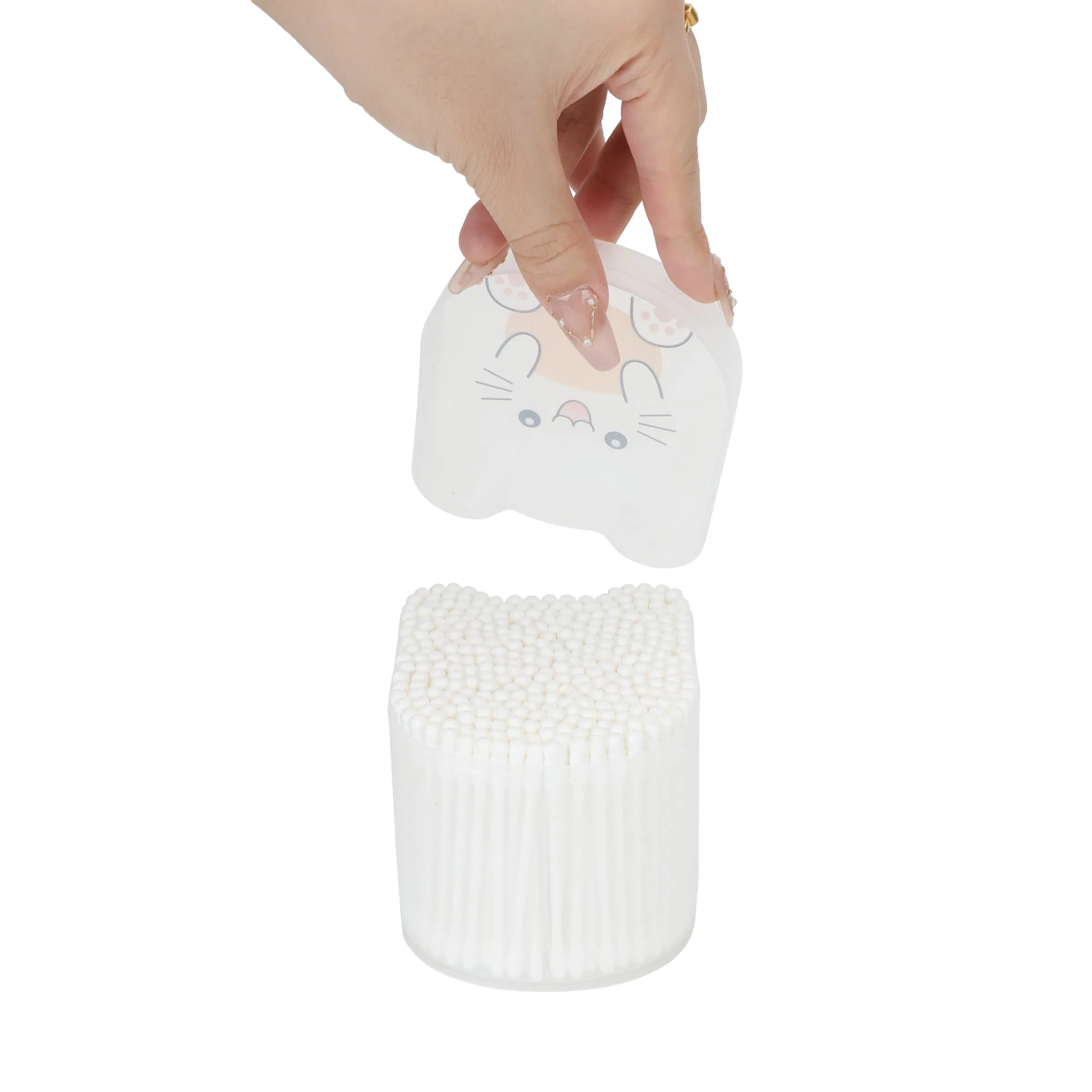 300PCS Wholesale Disposable Eco-Friendly Natural Cotton Swab Plastic Stick Cotton Ear Buds