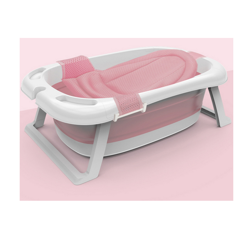 Baby Bath Basin with Thermometer Show and Bath Net, Baby Bathtub Has a Space for Showerheads