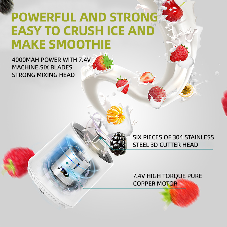 Jewin Type-C Portable Electric Juicer Cup 500ml Fruit Mixer with Indicate Light