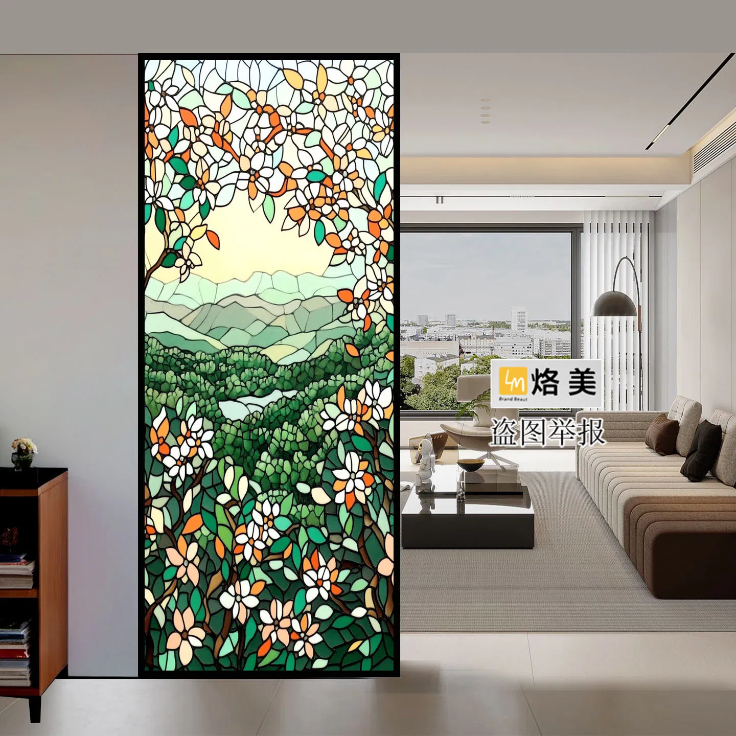 European Painted Art Glassliving Room Partition Wallshower Enclosure Partition