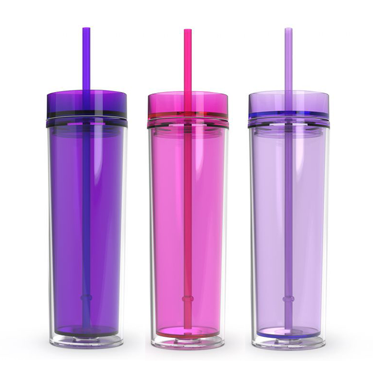 Hot Selling Double Wall Plastic Cup Tumbler with Lid and Straw