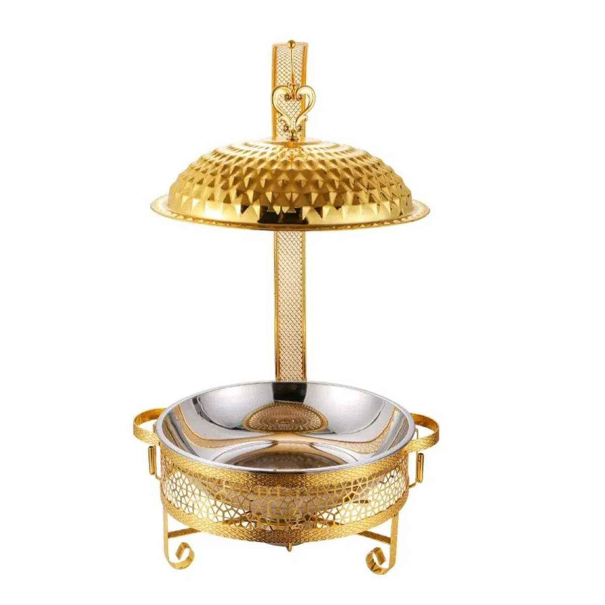 8L Big Size Stainless Steel Gold Hotel Restaurant Food Large Capacity Hot Pot Catering Buffet