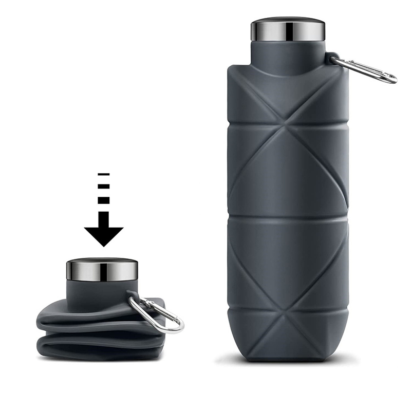 Collapsible 700ml Water Bottles Silicone Foldable Travel Sport Water Bottle Cup for Gym Camping Hiking