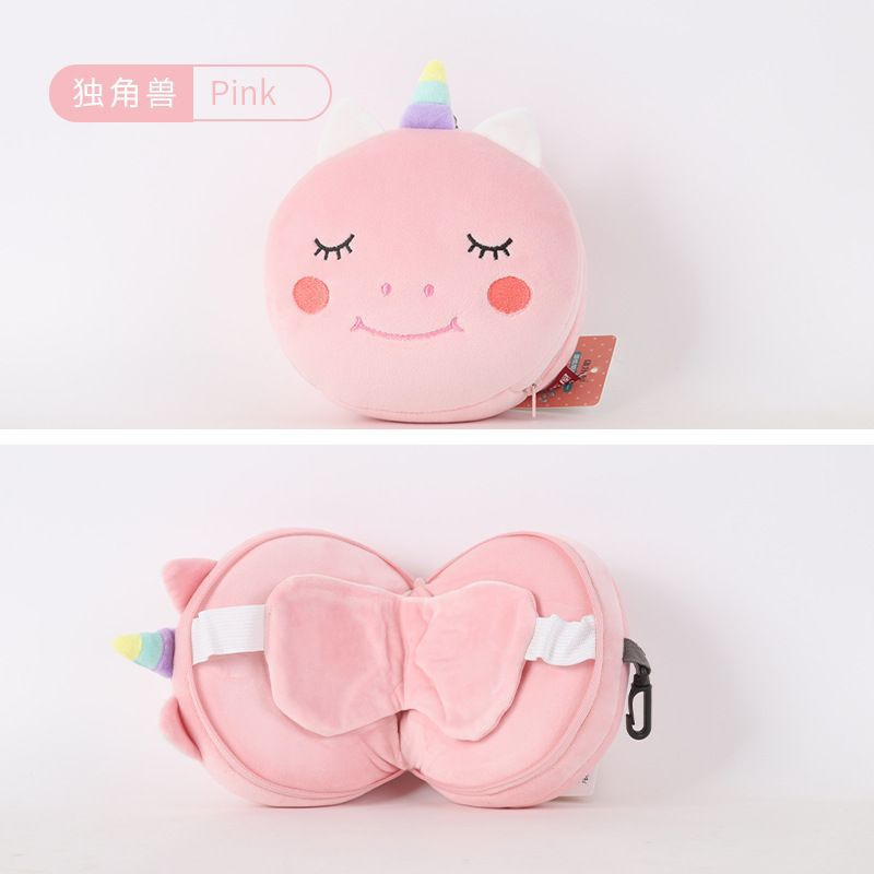 Cute Cartoon Eye Mask Neck Pillow Plush Home Office Travel Nap Pillow
