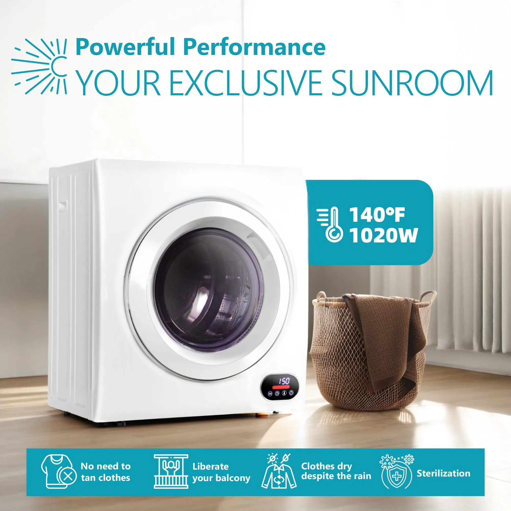 Large Capacity Stainless Steel Portable Clothes Dryer for RV Use