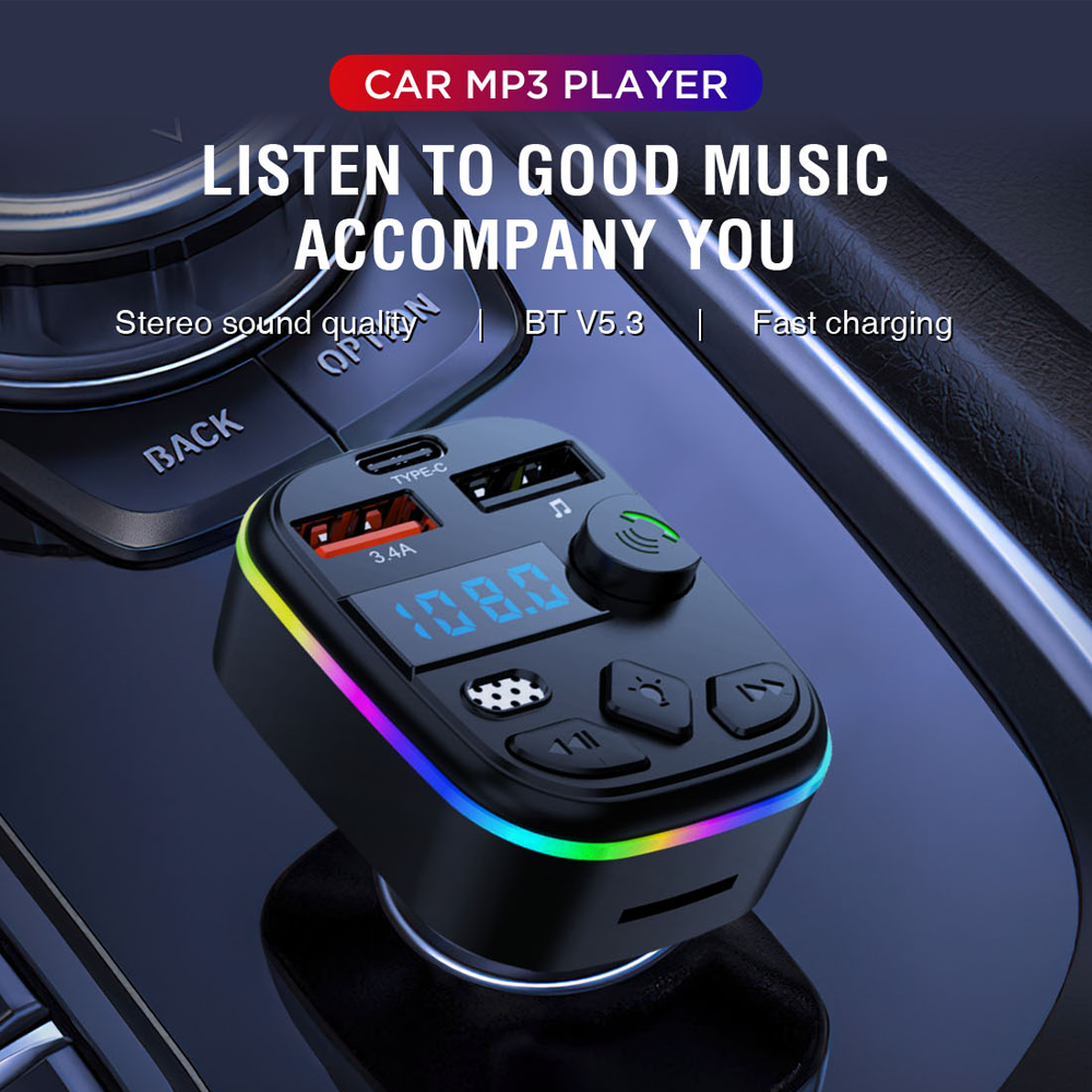 FM трансмиттер автомобильный C4P Bluetooth 5.3 MP3 USB 5V/3A