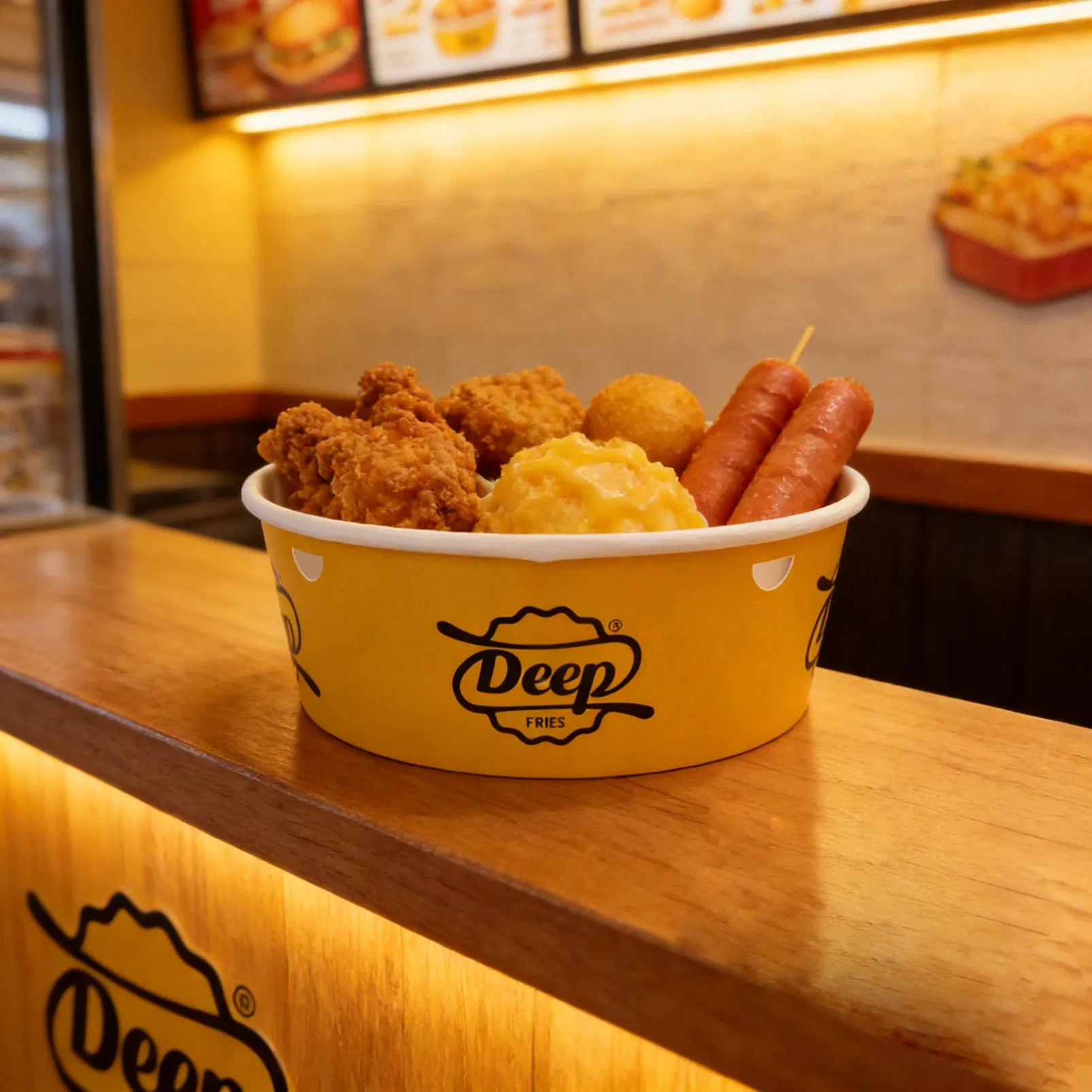 Hygienic Recyclable Disposable Kraft Paper Salad Bowl for Food Packaging