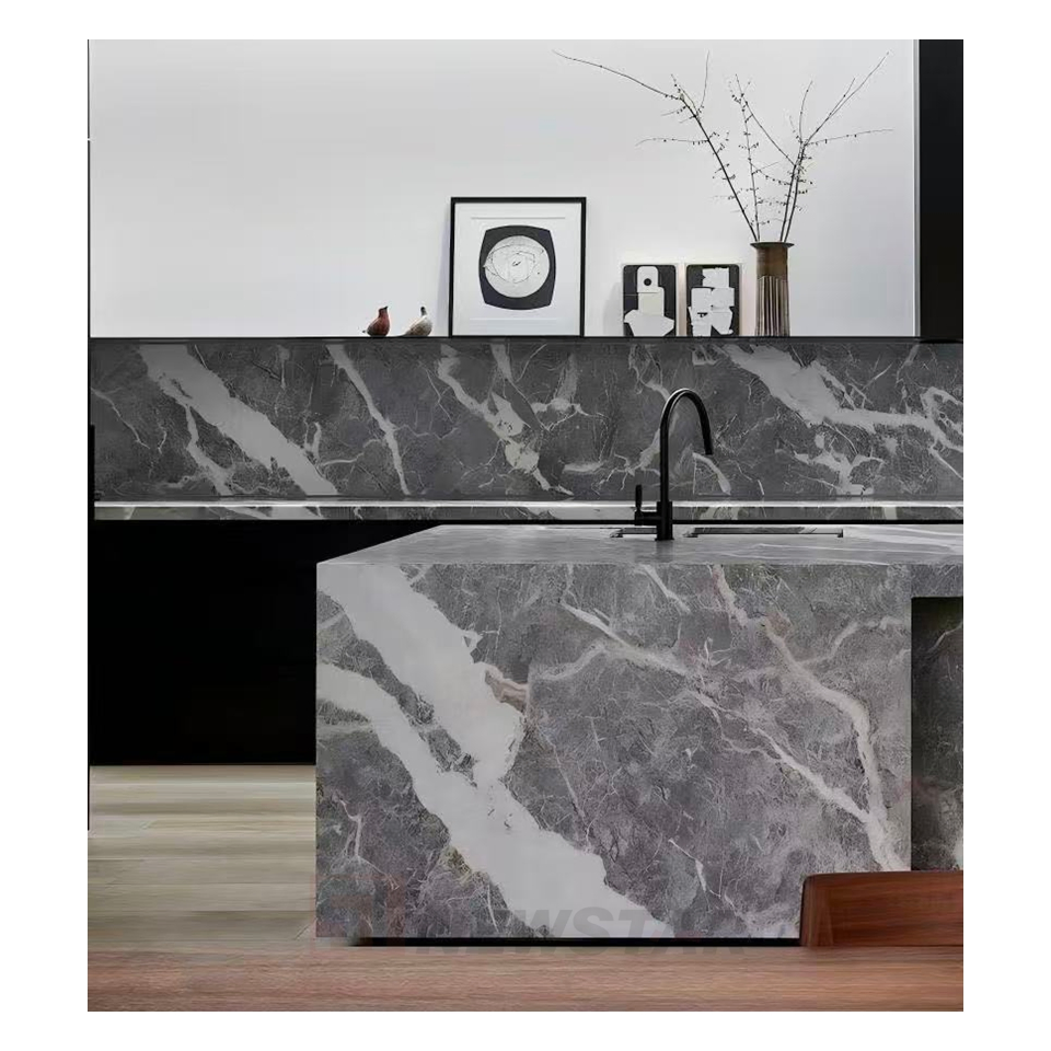 Best Quality Italy Grey Fior Di Bosco Marble Slab Indoor Flooring Tile Kitchen Island Countertop