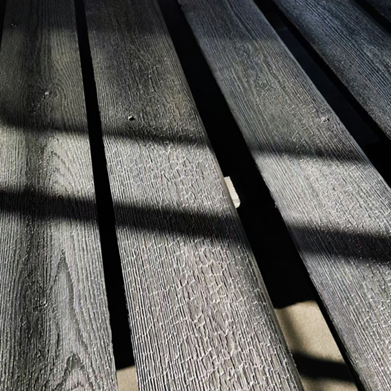 Grey Color Modern Embossed Brushed Pattern Yakisugi Shou Sugi Ban Charred Wall Panels Facade