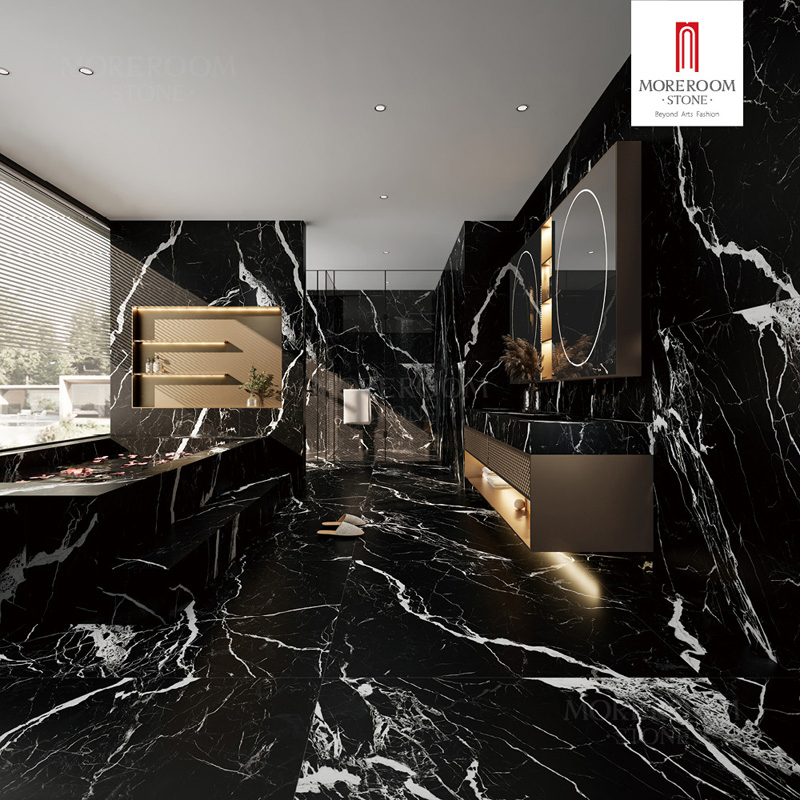 Porcelain Slab Napoleon Black Marble Tiles for Luxury Flooring and Wall Cladding