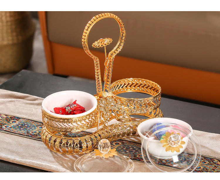 Golden Metal with Lid in Living Room Candy Box