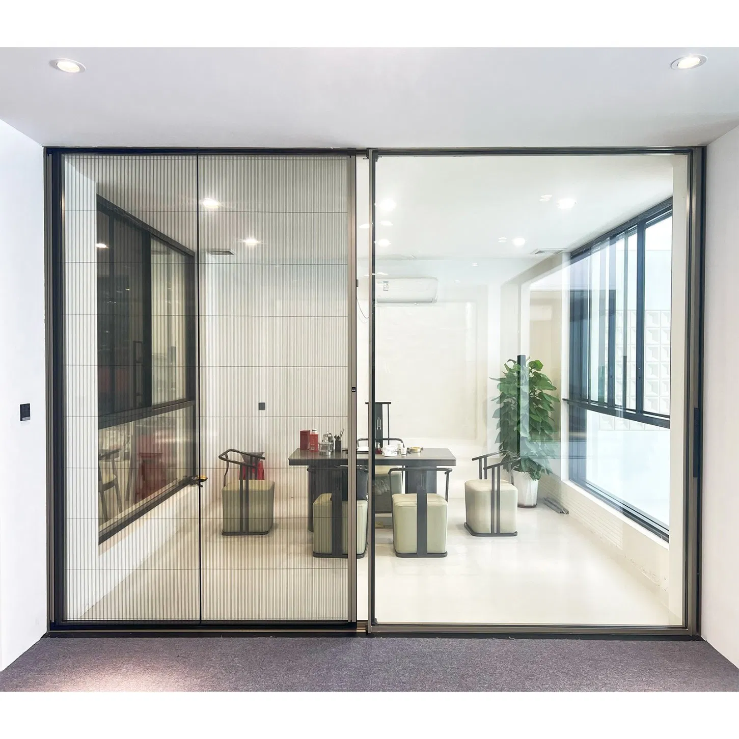 Smart Control Electric Panorama Aluminum Sliding Door for Villa Hotel Office Balconies