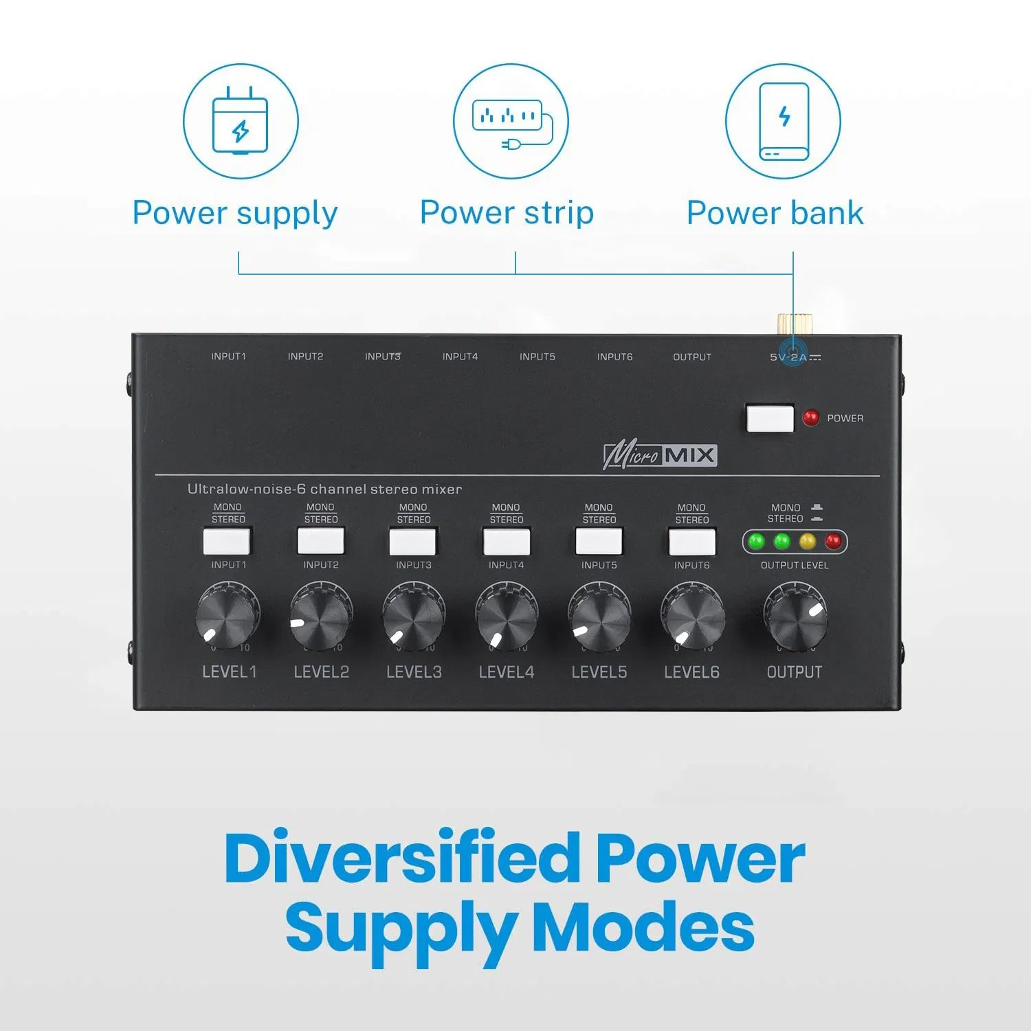 Sdondz Mx600-USB Professional 6-Channel Audio Mixer for Stage and Studio