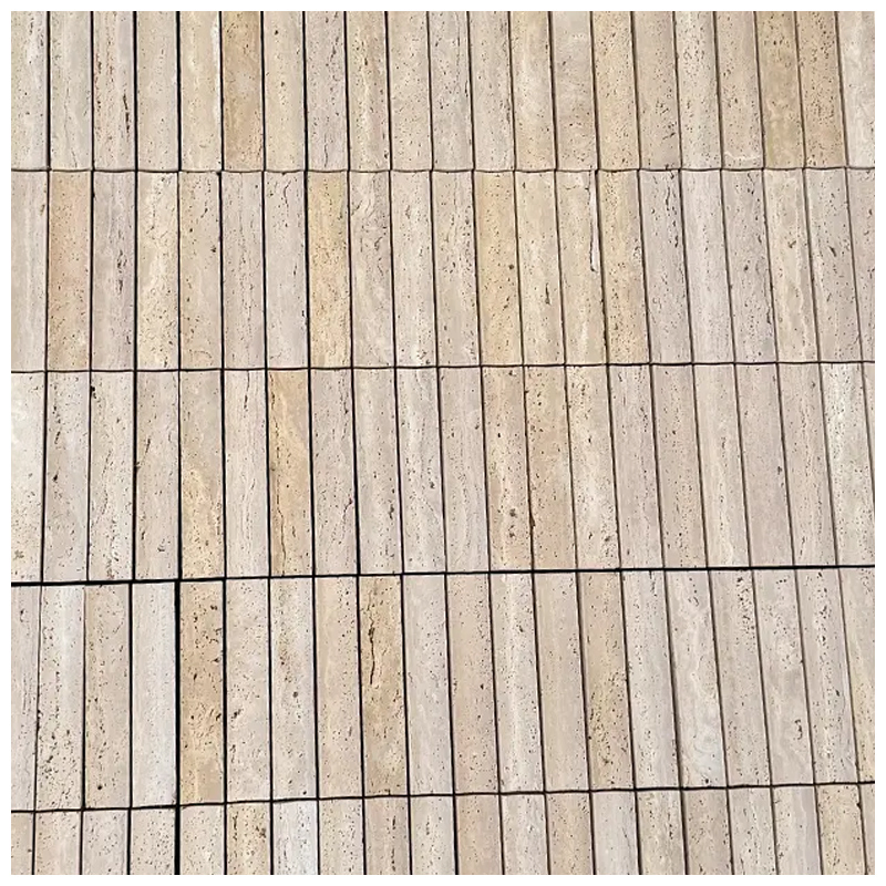 Chiaro Beige Travertine Stone Concave Mosaic Tiles