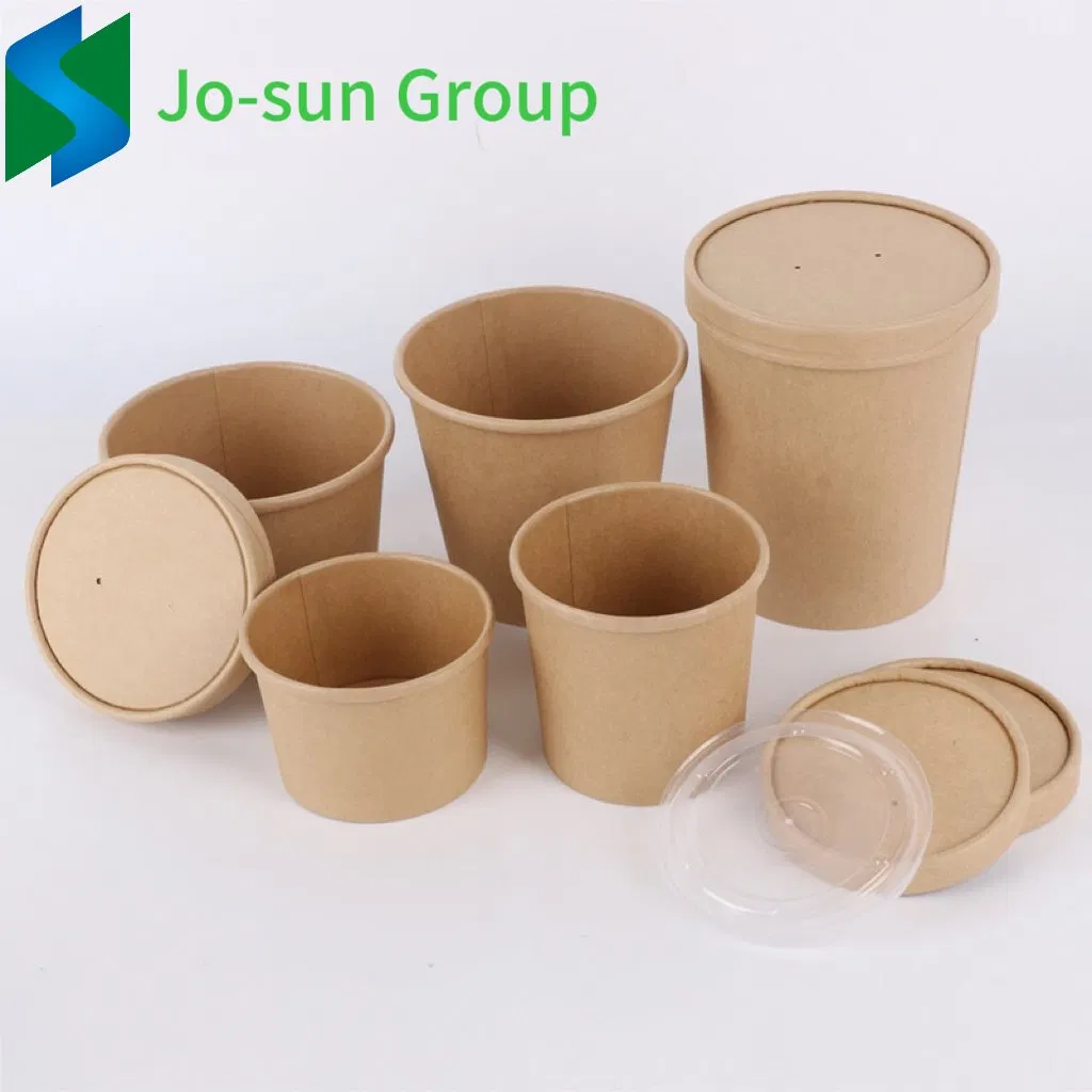 Disposable Thickened Kraft Paper Custom Soup Cup Soup Bucket Takeout Packaging Porridge Bucket and Cup