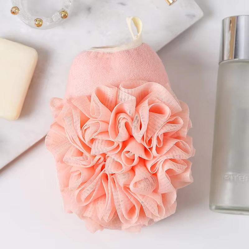 High Quality Mixed Color Flower Ball Bath Loofah Body Sponge Brushes Shower Glove with Exfoliating Pouf Mesh Bath Scrubbers