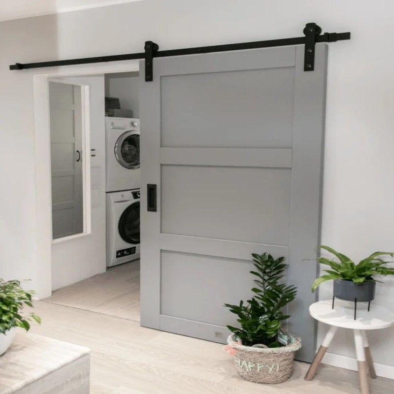 Decorative White Modern French Composite Wooden Sliding Interior Barn Door