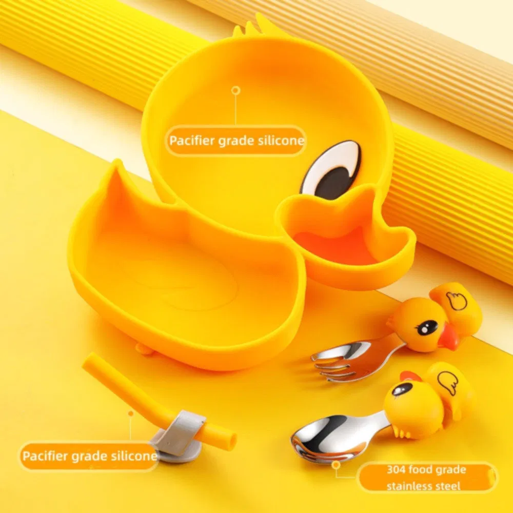 Lightweight Sturdy Jh-8008 Silicone Children's Tableware Set for Family Gatherings