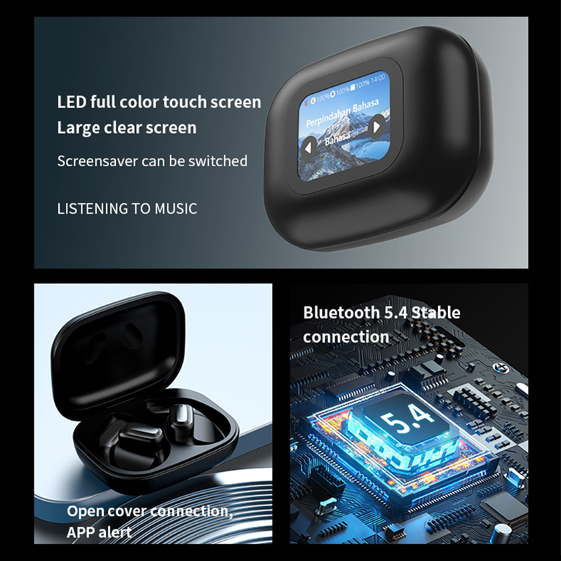 Hot Selling Ai Translation Headphones with Digital Display Touch Screen and SD Card