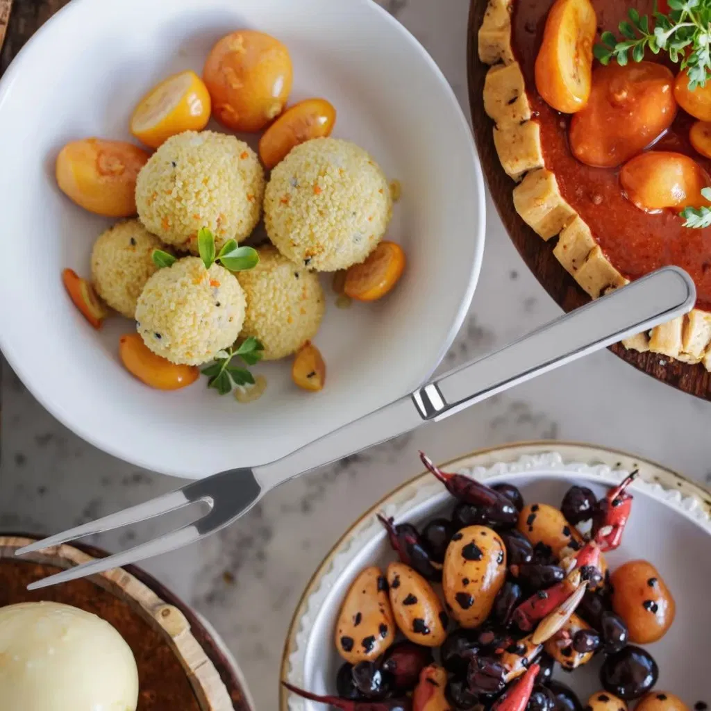 Two-Tooth Stainless Steel Fruit Fork and Dessert Knife Set for Hotels and Restaurants