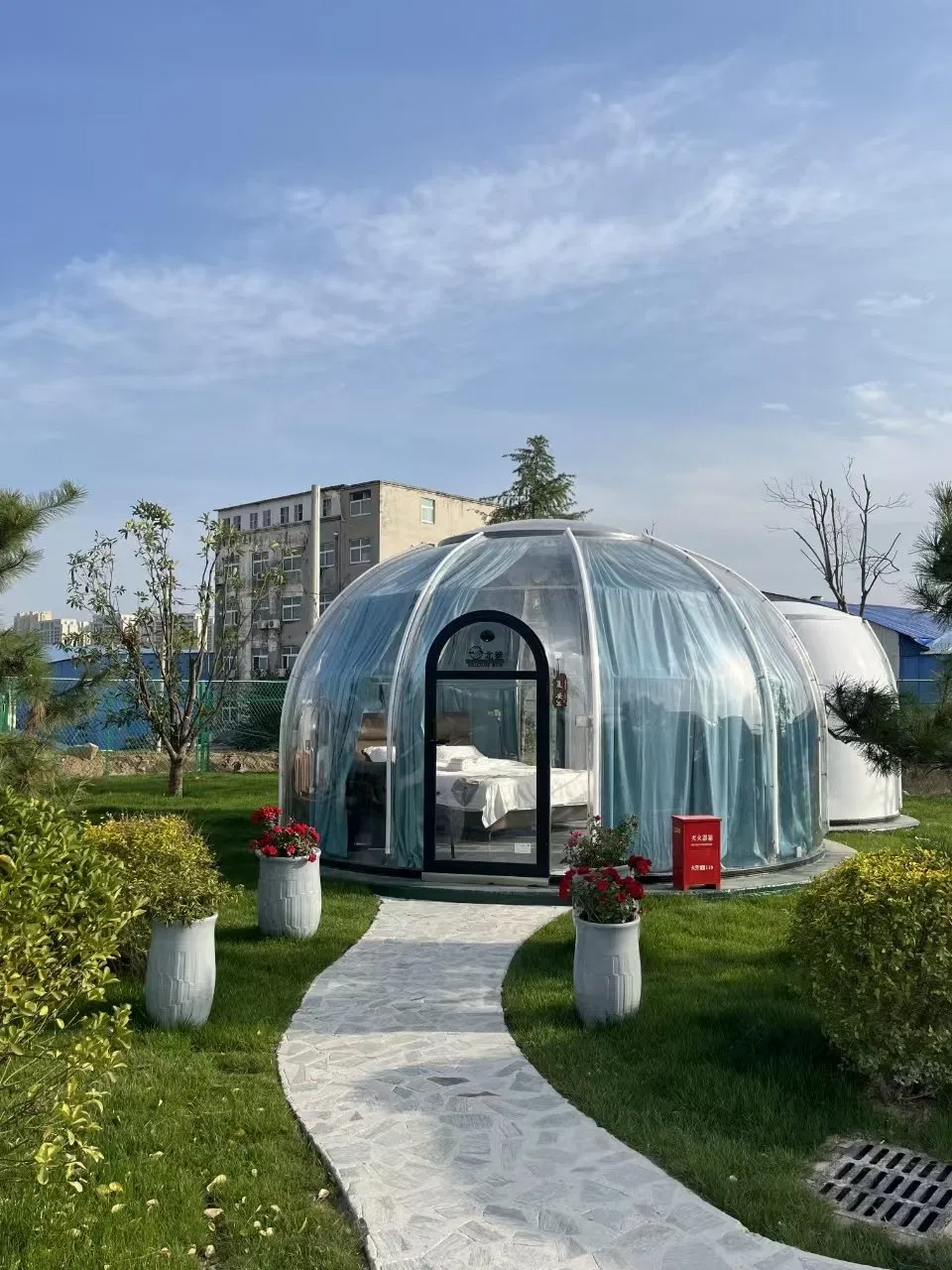 New Waterproof Sunroom Star Viewbubble Dome Glass House with Bathroom