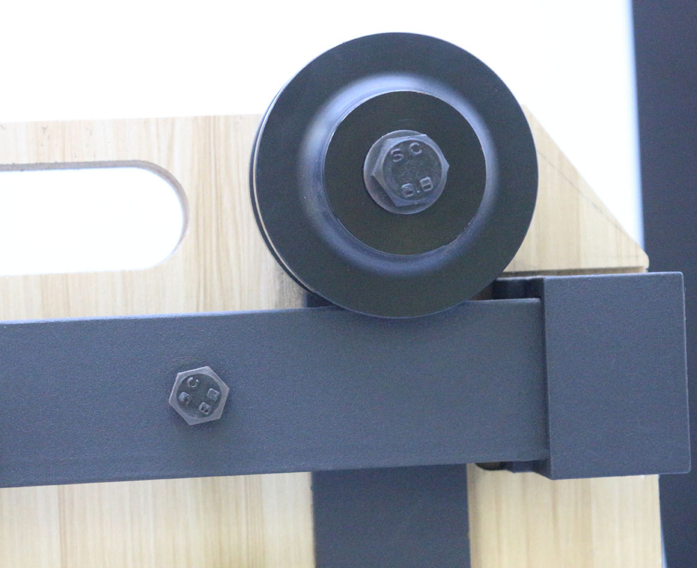 Black Color Steel Modern Wooden Sliding Barn Door Hardware System