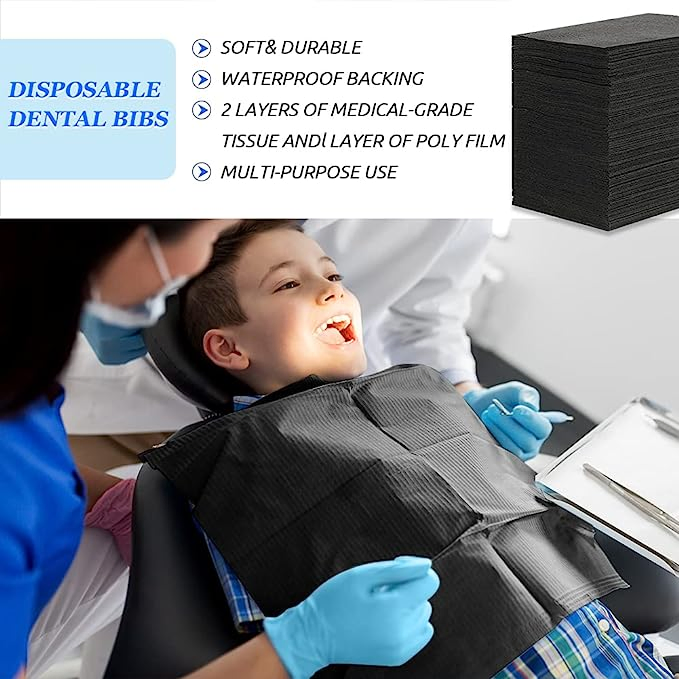 3 Ply Black Dental Bib Disposable Waterproof Tattoo Bibs Wholesale