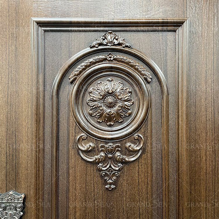 Us Villa Main Exterior Door for House Simple Design Wooden Door with Sidelights Modern Solid Wood Pivot Entry Doors