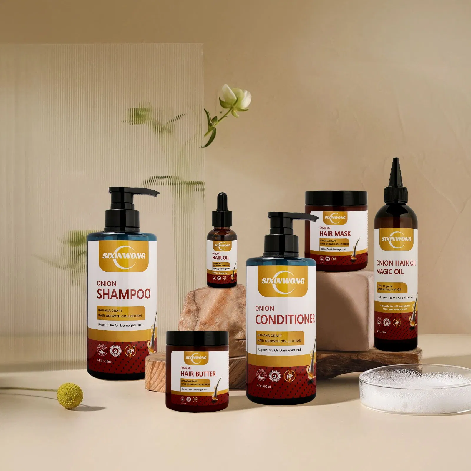 Beauty Cosmetics Care of Hair for Dry Damaged Onion Oil Shampoo Set