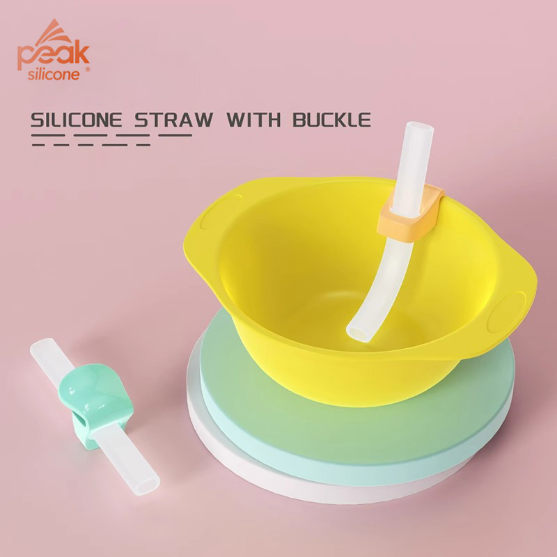 Custom Silicone Straw for Kids Food Grade Silicone Safety Drinking FDA Heat-Resistant Baby Straw for Complementary Foods