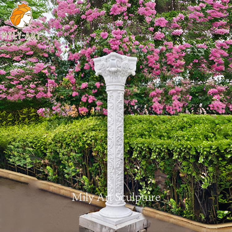 Classic Natural Stone Columns Carved White Marble Roman Pillar for Sale