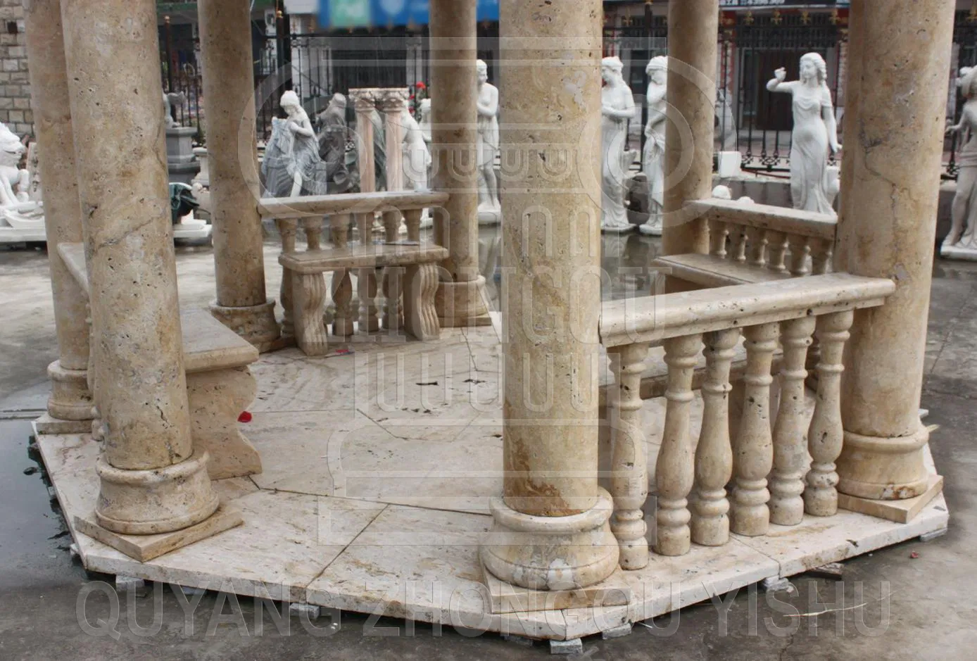 Yellow Marble Stone Gazebo Wedding Pavilion Garden Ornament