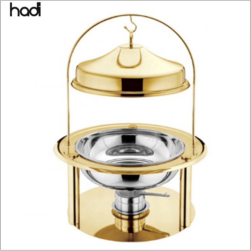 Catering Supplies Food Arabian Food Warmer Square Gold Buffet Stove Stainless Steel Buffet Chafing Dishes Hanging Lid Cheffing Dishes for Catering