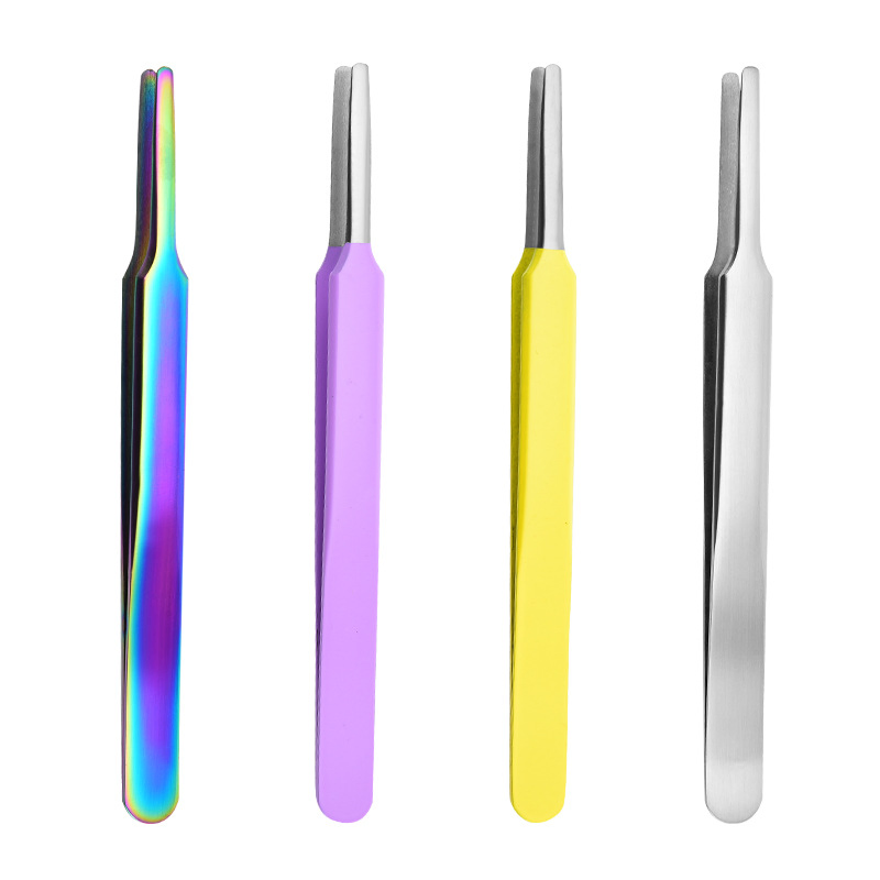 Titanium Stainless Steel Straight Blunt Tip Beauty Makeup Lash Isolation Extension Tweezers
