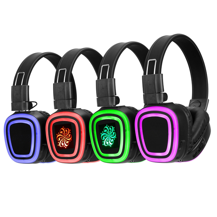 Silent Disco Headphones 3 Channel LED Wireless Party Headset DJ Dance Headphones Hi-Fi Sound