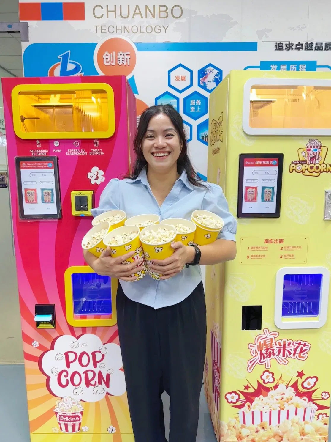Coin Operated Cinema Popcorn Making Machine Automatic Snacks Popcorn Vending Machine