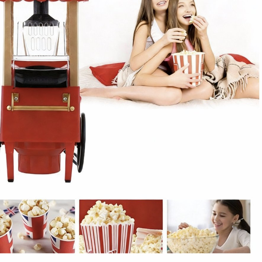 Red Carriage Popcorn Machine 600W Efficient Fast Heating