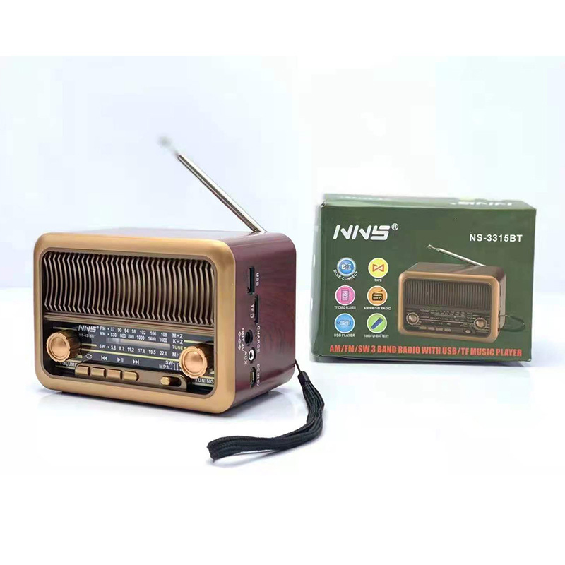 Ретро радио NS-3315BT с Bluetooth, деревянный корпус