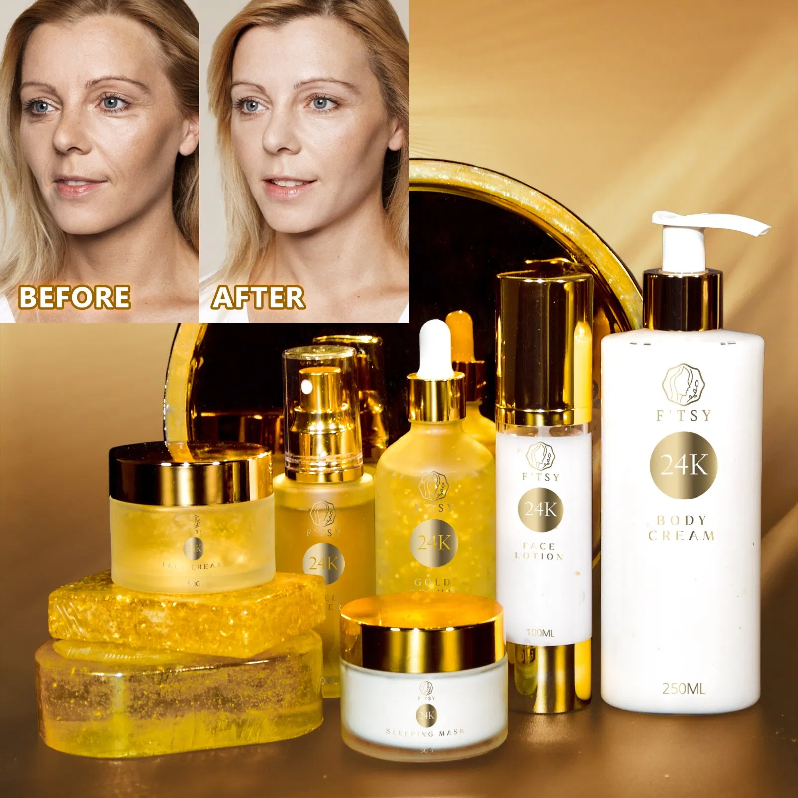 24K Whitening Skin Care Set Gold Gift Set Facial Skin Care Set