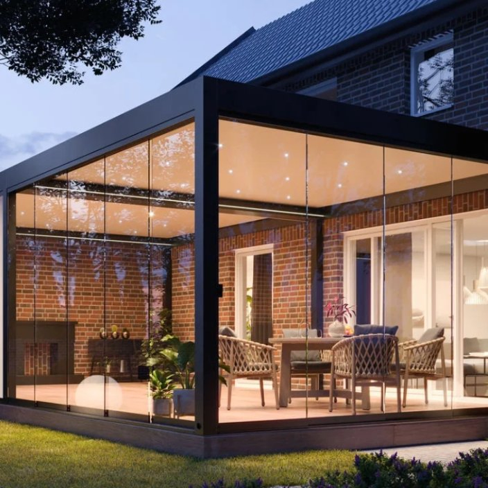 Free Standing Waterproof Aluminum Frame Glass House Sunrooms Glass Houses Container House