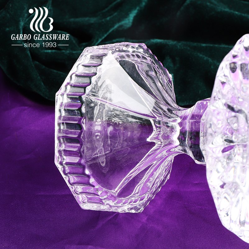 Classic Engraved Sunflower Pattern Glass Fruit Plate with Stand for Wedding