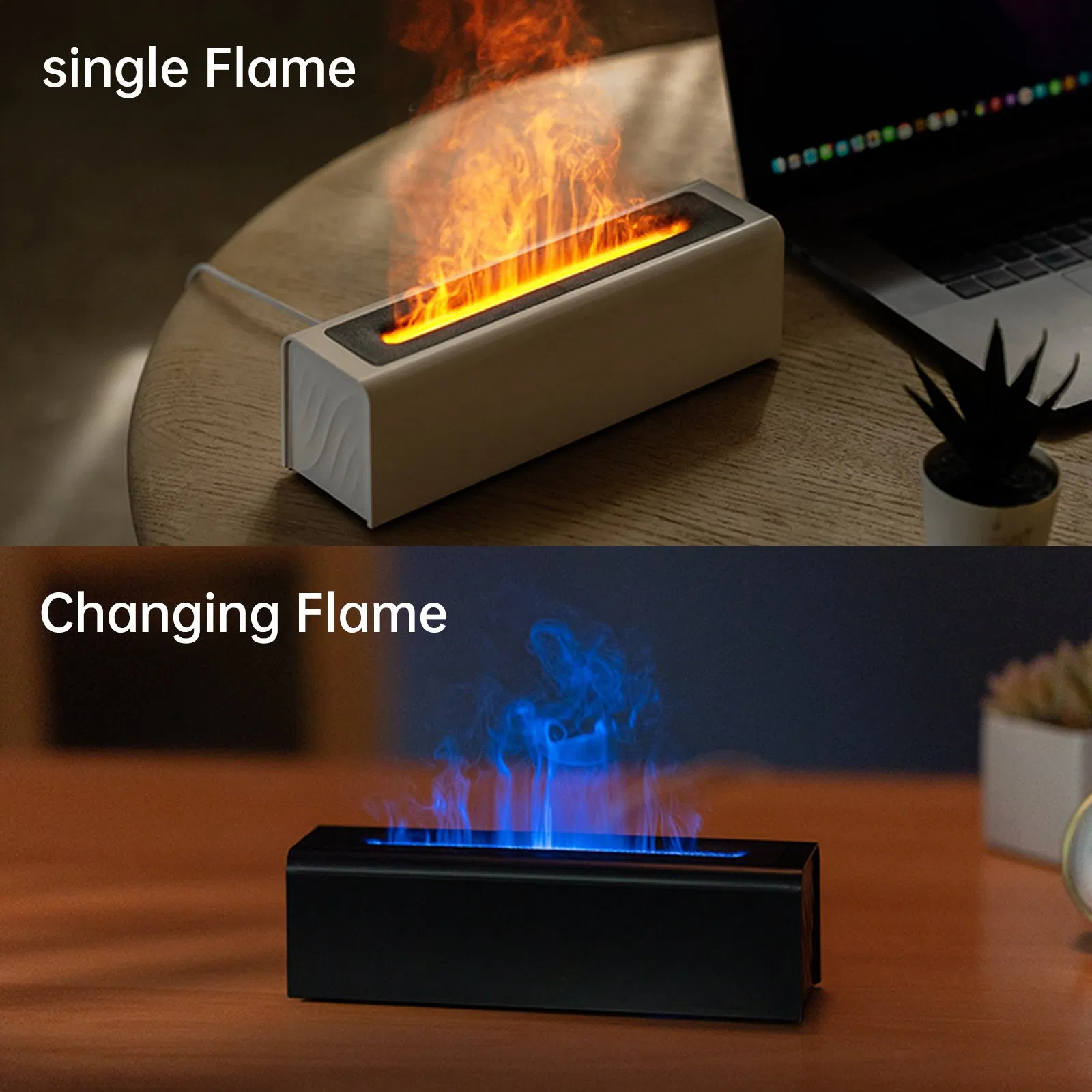 Gift Custom Silent Essential Oil Humidifier Seven Color Simulation Flame Aromatreatment Diffuser