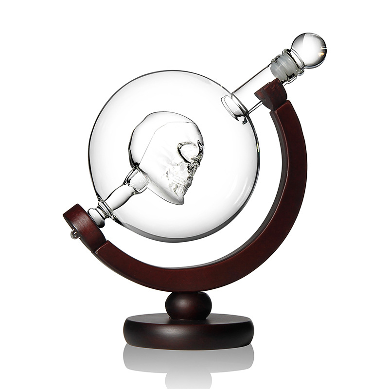 Hot Sale Clear Globe Shape Hollow Head Bone Shot Glass Tumbler Decanter Set Unique Design for Whisky Tequila Para Wine