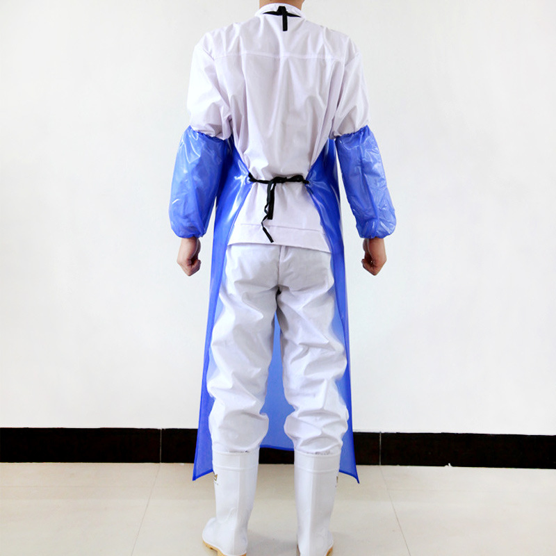 Wholesale Waterproof Anti-Oil Blue Reusable PVC Apron for Meat Processing Food Handling