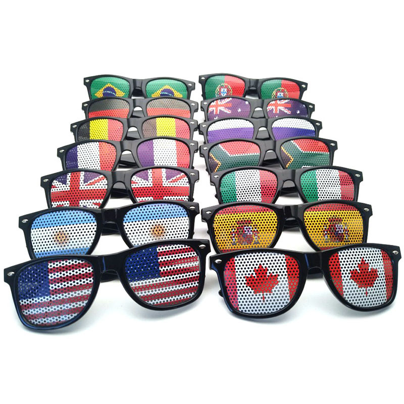 Fans Cheering Fashion Plastic National Flag Sunglasses Custom Sunglasses with Logo and Flag